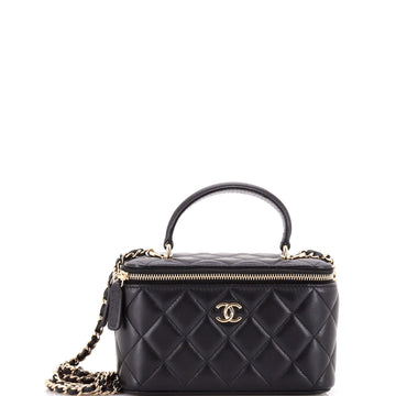 Chanel Classic Top Handle Vanity Case with Chain Quilted Lambskin Small