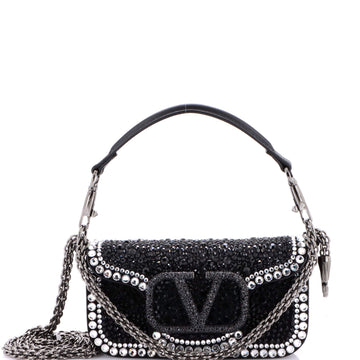 Valentino Garavani VLogo Loco Flap Shoulder Bag Embellished Leather Small
