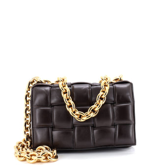 Bottega Veneta Cassette Chain Crossbody Bag Padded Maxi Intrecciato Leather