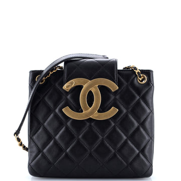 Chanel Giant CC Chain Shoulder Bag Quilted Lambskin Small