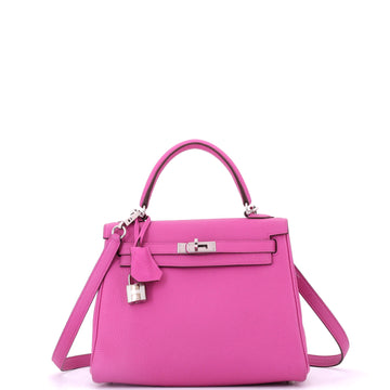 Hermes Kelly Handbag Pink Togo with Palladium Hardware 25