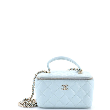 Chanel Classic Top Handle Vanity Case with Chain Quilted Lambskin Small