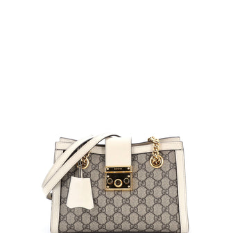 Gucci Padlock Chain Tote GG Coated Canvas with Leather Small