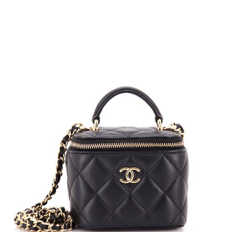 Chanel Classic Top Handle Vanity Case with Chain Quilted Lambskin Mini