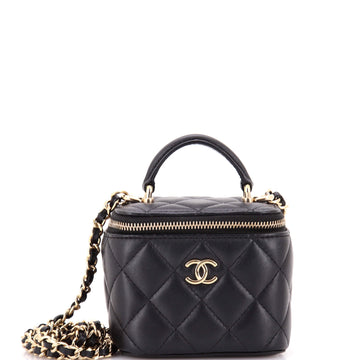Chanel Classic Top Handle Vanity Case with Chain Quilted Lambskin Mini