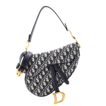 Christian Dior Saddle Handbag with Strap Oblique Canvas Medium