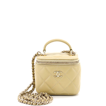 Chanel Classic Top Handle Vanity Case with Chain Quilted Lambskin Mini