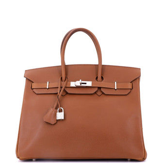 Hermes Birkin Handbag Brown Vache Liegee with Palladium Hardware 35