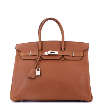 Hermes Birkin Handbag Brown Vache Liegee with Palladium Hardware 35