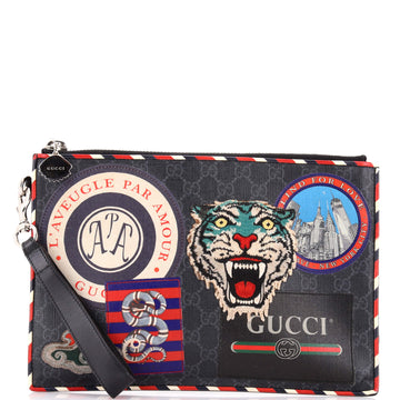 Gucci Night Courrier Pouch GG Coated Canvas with Applique