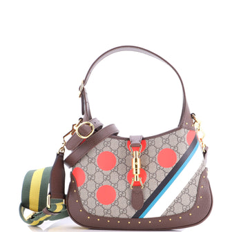 Gucci Jackie 1961 Hobo Studded Printed GG Coated Canvas Small