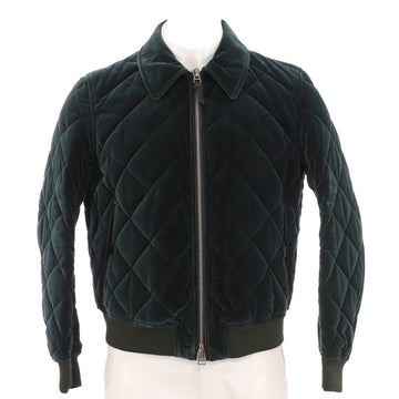 Tom Ford Men's Zip Up Bomber Jacket Quilted Velvet with Leather
