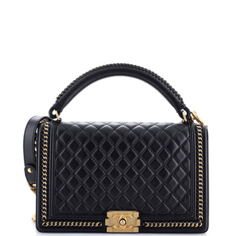 Chanel Chain Handle Boy Flap Bag Quilted Calfskin New Medium