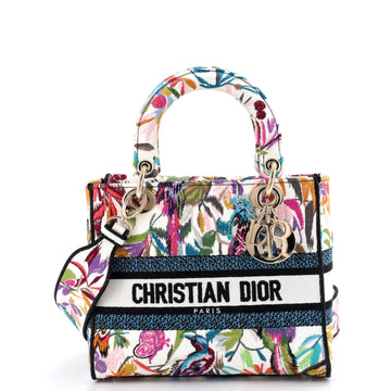 Christian Dior Lady D-Lite Bag Embroidered Canvas Medium