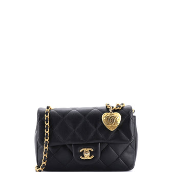 Chanel Heart Charms Flap Bag Quilted Lambskin Mini
