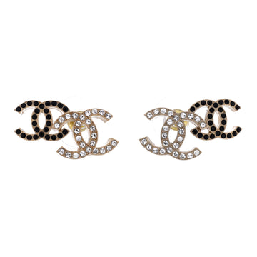 Chanel Double CC Stud Earrings Metal with Crystals
