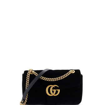 Gucci GG Marmont Flap Bag Matelasse Velvet Small