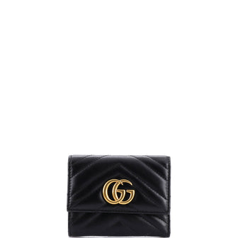Gucci GG Marmont Trifold Wallet Matelasse Leather Compact