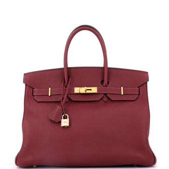 Hermes Birkin Handbag Red Togo with Gold Hardware 35