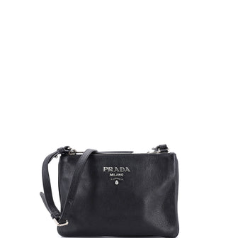 Prada Double Zip Crossbody Bag Vitello Daino Small
