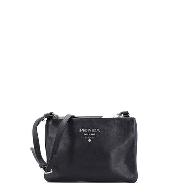 Prada Double Zip Crossbody Bag Vitello Daino Small