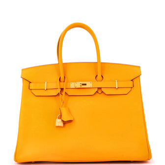 Hermes Birkin Handbag Yellow Epsom with Gold Hardware 35