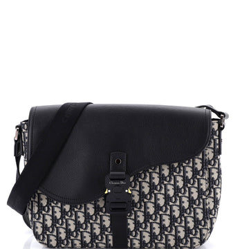 Christian Dior Saddle Buckle Flap Messenger Bag Oblique Canvas and Leather Medium