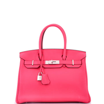 Hermes Birkin Handbag Pink Clemence with Palladium Hardware 30