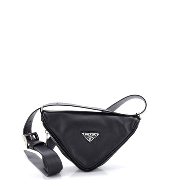 Prada Triangle Logo Zip Around Shoulder Bag Saffiano Leather