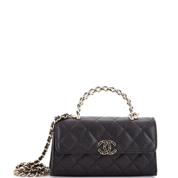 Chanel Top Handle Phone Holder with Chain Quilted Caviar