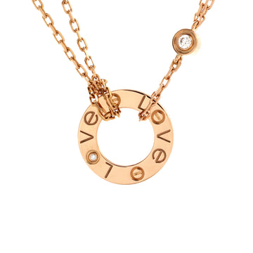 Cartier 2 Diamonds Love Pendant Necklace 18K Rose Gold and Diamonds