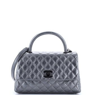 Chanel Coco Top Handle Bag Quilted Aged Calfskin Small
