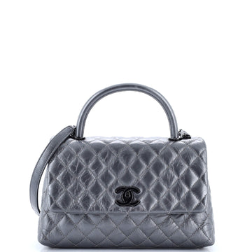 Chanel Coco Top Handle Bag Quilted Aged Calfskin Small