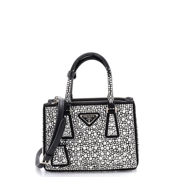 Prada Galleria Double Zip Tote Crystal Embellished Satin Mini