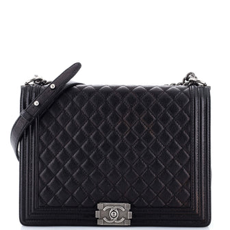 Chanel Boy Flap Bag Quilted Caviar Large