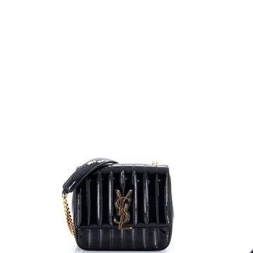 Saint Laurent Vicky Crossbody Bag Vertical Quilted Patent Medium