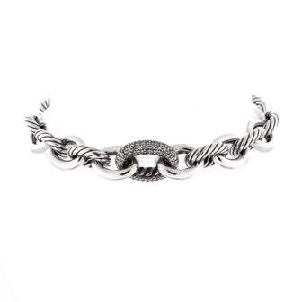 David Yurman Oval Link Bracelet Sterling Silver with Diamonds Large