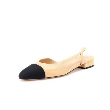Chanel Women's Cap Toe CC Slingback Flats Leather