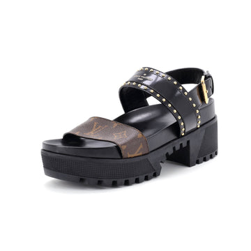 Louis Vuitton Women's Laureate Platform Sandals Monogram Canvas and Studded Leather