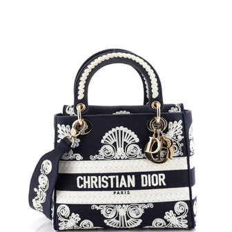 Christian Dior Lady D-Lite Bag Embroidered Canvas Medium