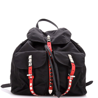 Prada New Vela Backpack Tessuto with Studded Leather