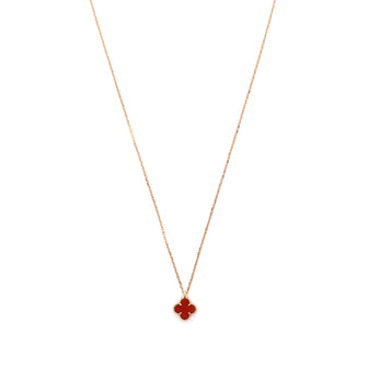 Van Cleef & Arpels Sweet Alhambra Pendant Necklace 18K Rose Gold and Carnelian