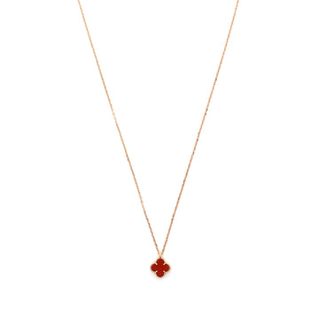 Van Cleef & Arpels Sweet Alhambra Pendant Necklace 18K Rose Gold and Carnelian