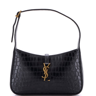Saint Laurent Le 5 a 7 Hobo Crocodile Embossed Leather Small