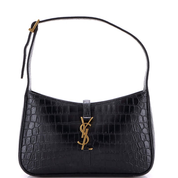 Saint Laurent Le 5 a 7 Hobo Crocodile Embossed Leather Small