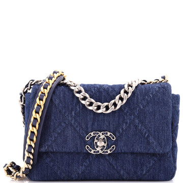 Chanel 19 Flap Bag Quilted Denim Medium