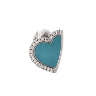 Roberto Coin Heart Stud Earrings 18K White Gold with Enamel and Diamonds