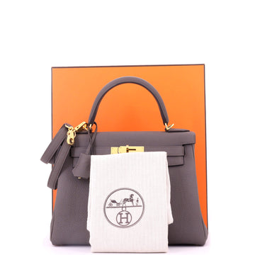 Hermes Kelly Handbag Grey Togo with Gold Hardware 28