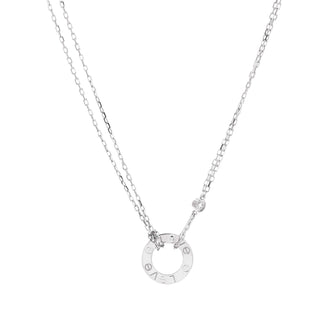 Cartier 2 Diamonds Love Pendant Necklace 18K White Gold with Diamonds