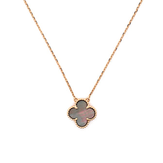 Van Cleef & Arpels Vintage Alhambra Pendant Necklace 18K Rose Gold and Grey Mother of Pearl